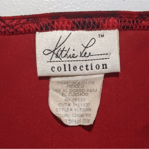 Vintage Plaid Velvet Shirt Red Black Top M Medium Kathie Lee 90s Punk Stretchy - Picture 8 of 9